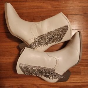 Women's Boutique White Rhinestone Boots